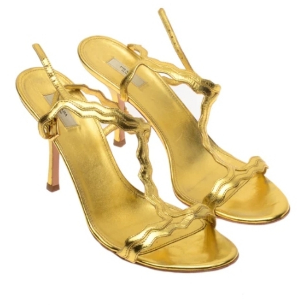 Prada gold leather sandals